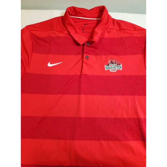 Washington University St Louis Bears Nike Polo Mens Large Red Striped Dri-Fit - Picture 5 of 13